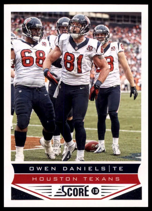 Owen Daniels 2013 Score football trading card from Houston Texans product display