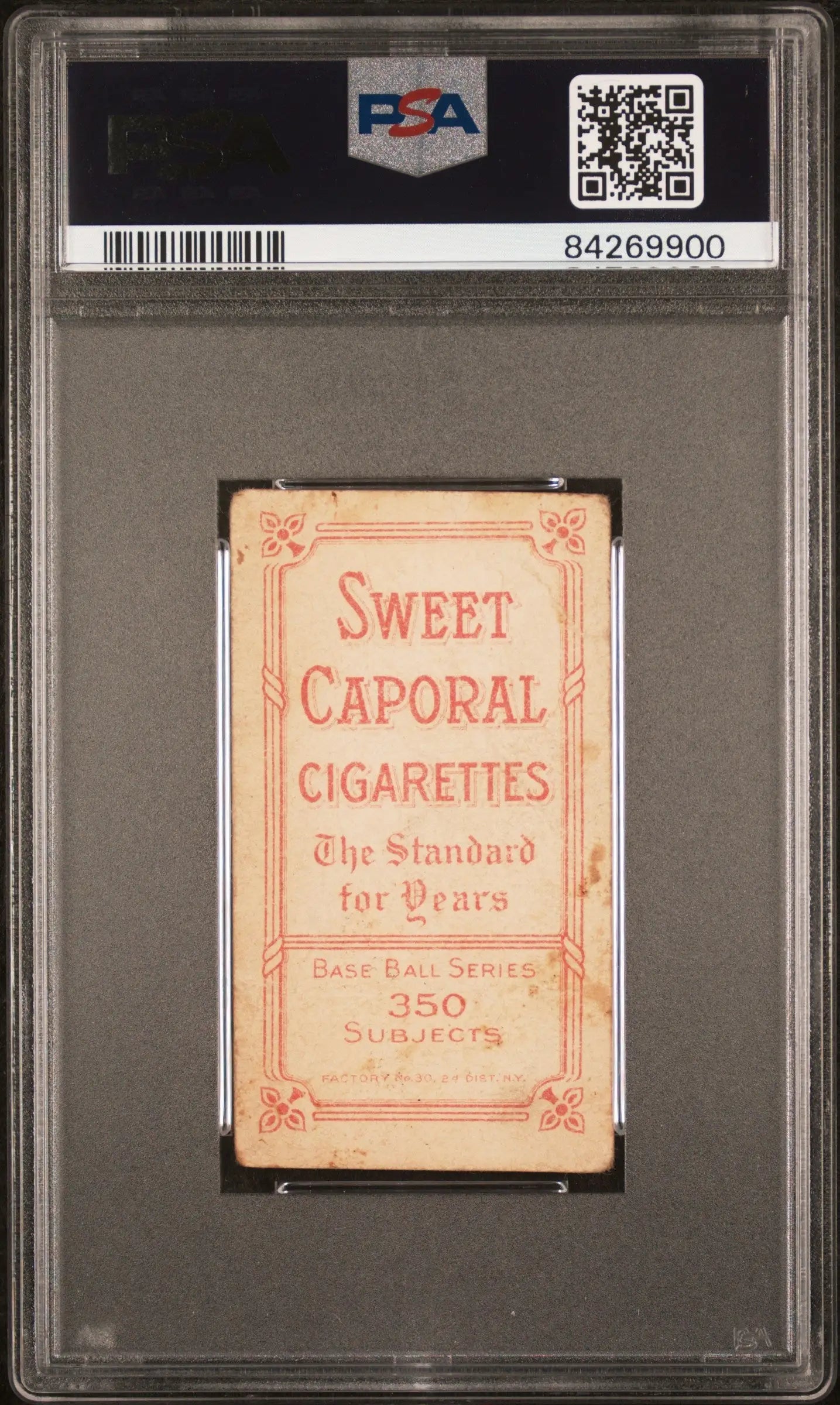 Owen Wilson 1909-11 T206 Sweet Caporal 350/30 in PSA graded case for collectors