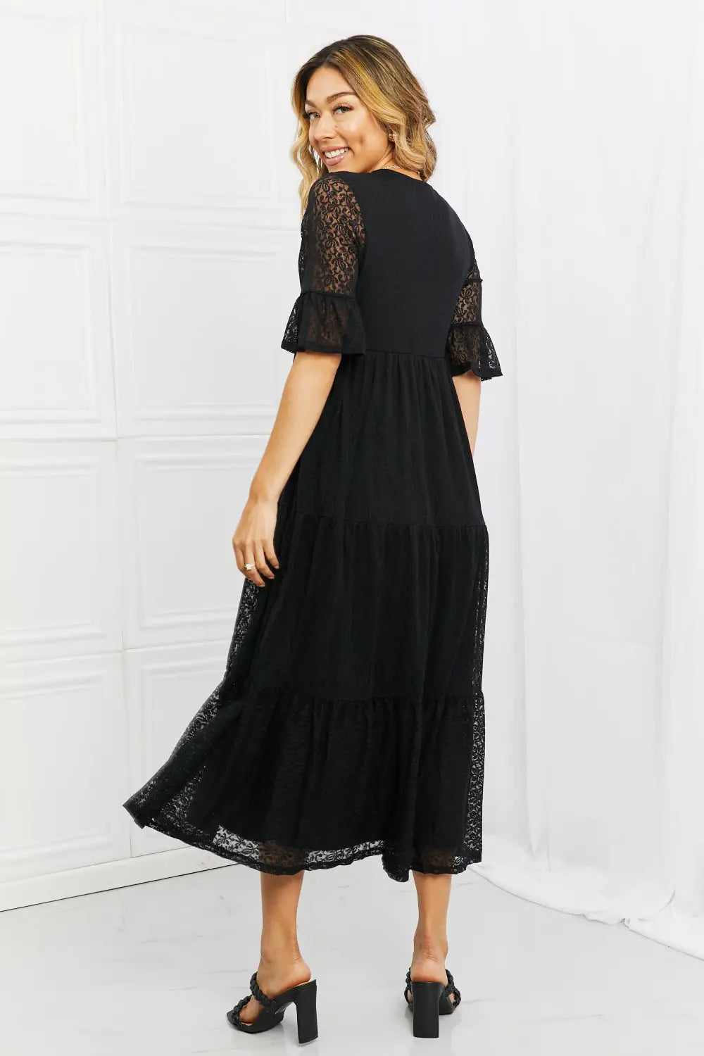 P & Rose Lovely Lace Black Tiered Day Dress USA ?? SM & MED Remaining - Day Dress