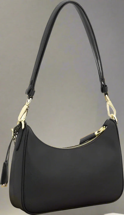 PRADA Lux Black Leather Shoulder Bag – Designer Handbag for Women