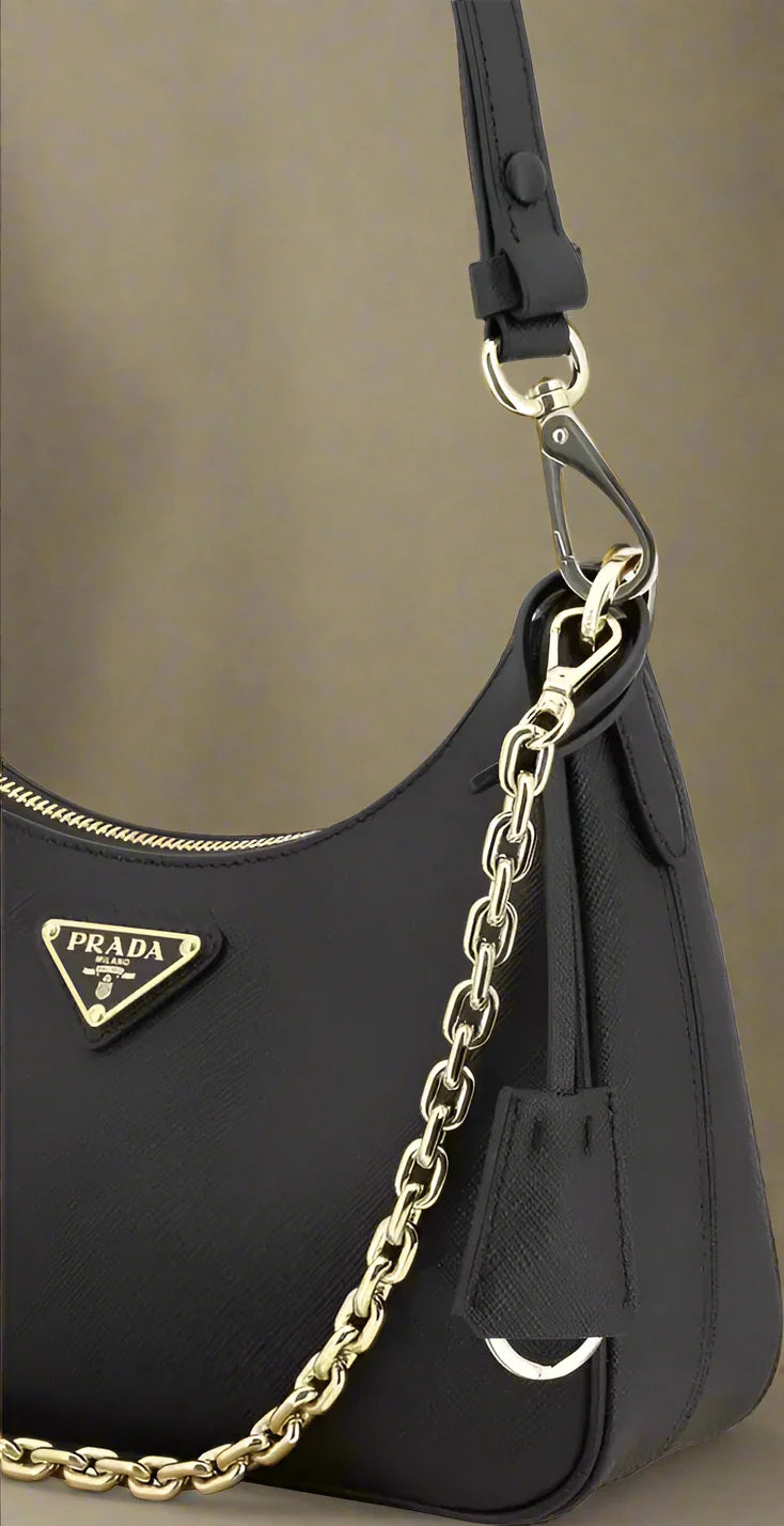 PRADA Lux Black Leather Shoulder Bag – Designer Handbag for Women