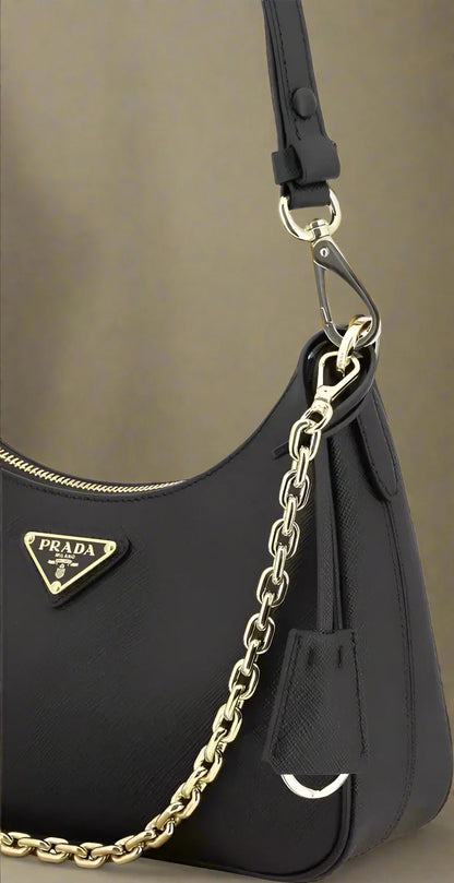 PRADA Lux Black Leather Shoulder Bag – Designer Handbag for Women