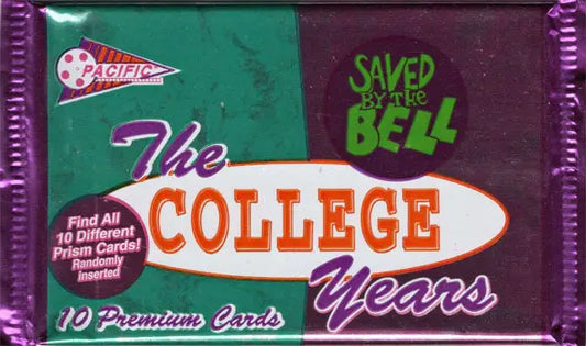 Unopened Pacific Saved By The Bell The College Years trading cards pack with logo