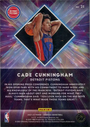 Basketball trading card of Detroit Pistons player in shooting pose from Panini Donruss
