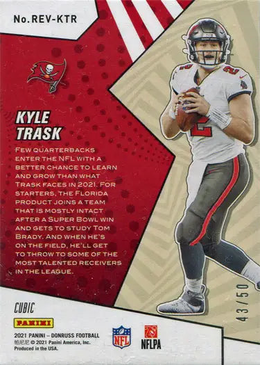 Football trading card of Tampa Bay Buccaneers quarterback K. Trask in Rookie Revolution Cubic