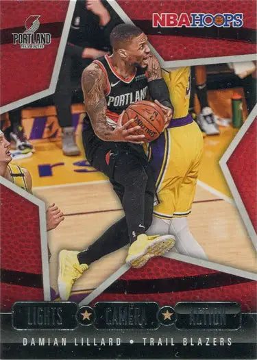 Basketball player in black Portland Trail Blazers jersey for Lights Camera Action Insert Card