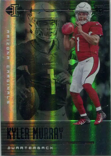 Holographic trading card of Kyler Murray in red and white uniform, Panini Illusions Base Card