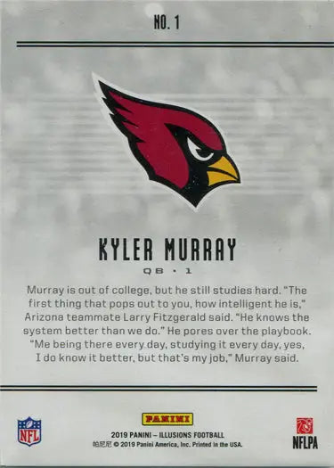 Red and black cardinal head logo with fierce eye on Panini Illusions Football base card