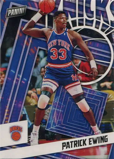 Basketball trading card of New York Knicks player Patrick Ewing from Panini Player of the Day