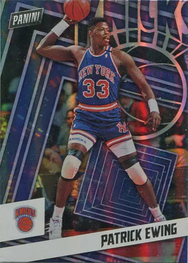 New York Knicks player action on Panini Player of the Day parallel base card 85 Patrick Ewing