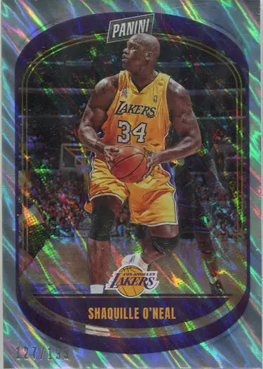 Holographic Lava Parallel Base Card featuring Lakers player S. O’Neal jersey 34