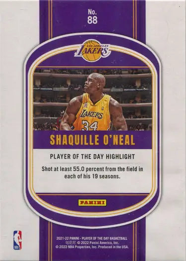Lakers Player of the Day Lava Parallel Base Card featuring S. O’Neal in yellow jersey