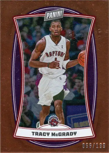 Basketball trading card of Tracy McGrady, Toronto Raptors, orange foil parallel