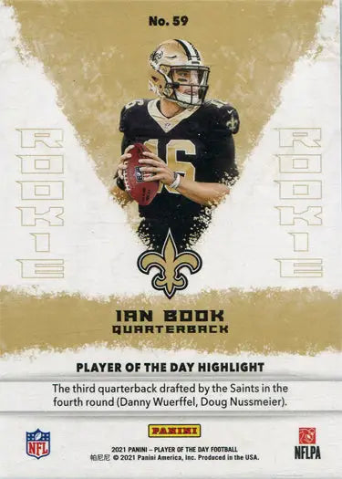 New Orleans Saints quarterback Ian Book in black jersey on Panini Kaboom Parallel card