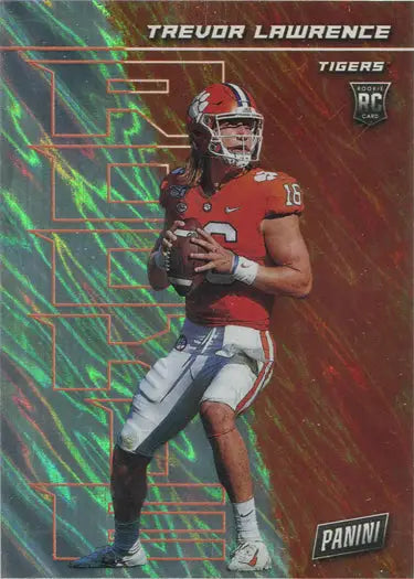 Football player in red jersey in throwing stance for Panini Silver Parallel trading card