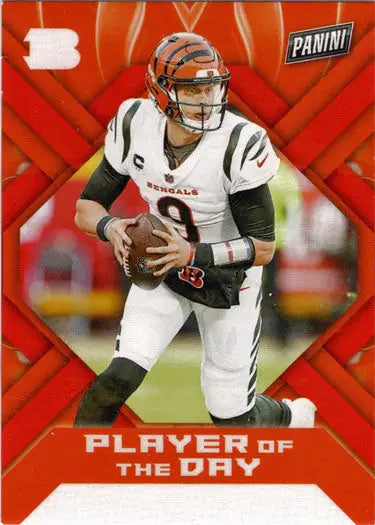 Football trading card of Joe Burrow, Cincinnati Bengals quarterback in action