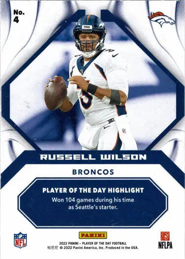 Russell Wilson Panini Player Of The Day Football 2022 Foil Parallel Card
