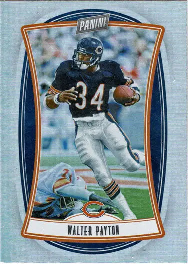 Chicago Bears player Walter Payton on a Panini Foil Parallel Card in running pose