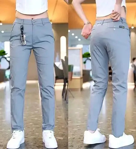 Light gray slim-fit casual pantalones femenino Samoieda for women displayed in Pantalones Femenino Samoieda