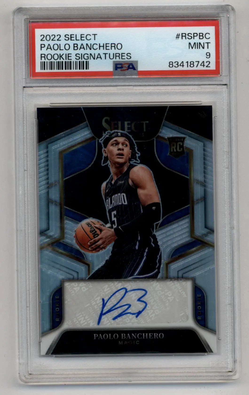 PSA-graded Paolo Banchero 2022 Select Rookie Signatures card with autographed rookie signature