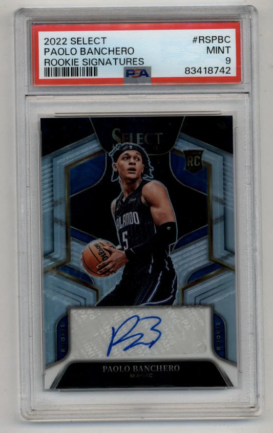 PSA-graded Paolo Banchero 2022 Select Rookie Signatures card with autographed rookie signature