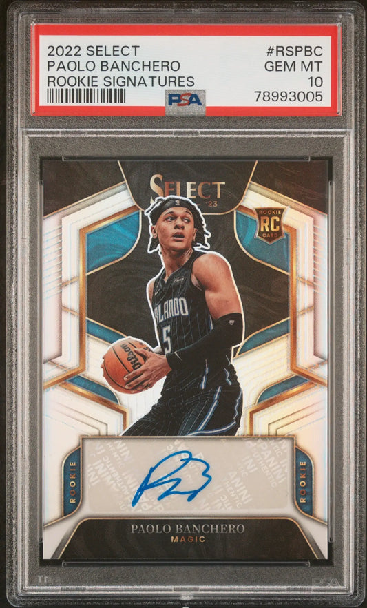 PSA 10 Gem Mint Paolo Banchero 2022 Select Rookie Signatures card in protective case
