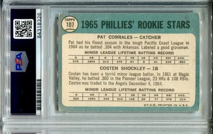 1965 Topps Phillies Rookie Stars baseball card Pat Corrales Costen Shockley PSA/DNA