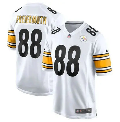 White and gold Pat Freiermuth Pittsburgh Steelers Nike Game Jersey #88 football jersey