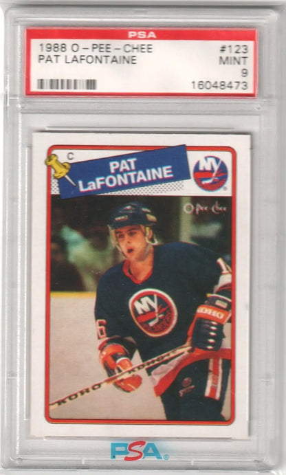 High-quality Graded 1988 O-Pee-Chee Pat LaFontaine hockey card from Columbia Hobby ebay store