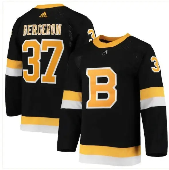 Black and gold Patrice Bergeron Boston Bruins adidas Alternate Player Jersey