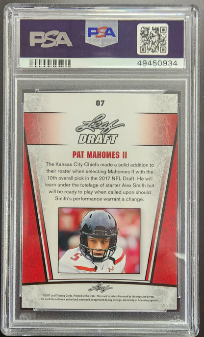 Patrick Mahomes 2017 Leaf Draft Special Release Silver Rookie PSA 10 Gem Mint - Singles