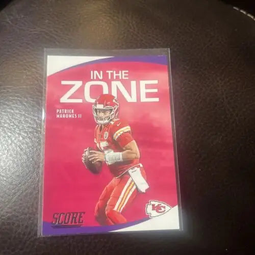 Patrick Mahomes II 2020 Score Football Red Parallel SP In the Zone card image