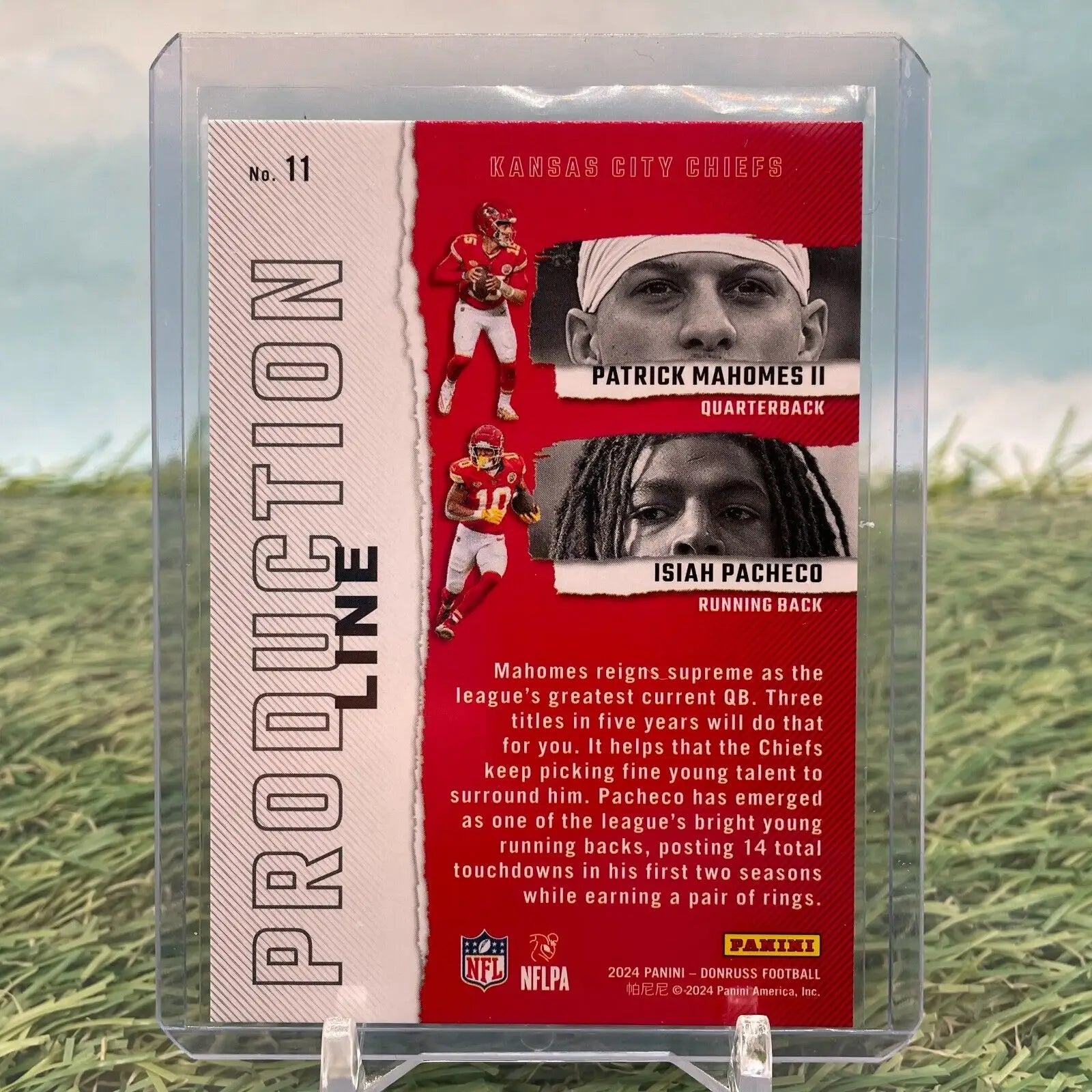 Kansas City Chiefs Patrick Mahomes & Isiah Pacheco Donruss Production Line trading card