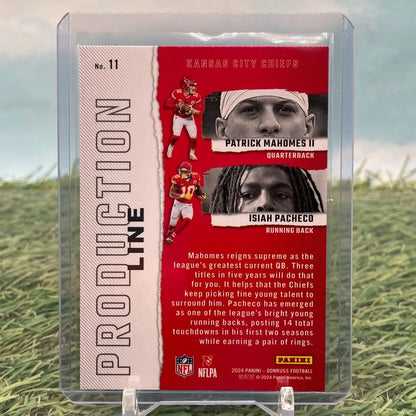 Kansas City Chiefs Patrick Mahomes & Isiah Pacheco Donruss Production Line trading card