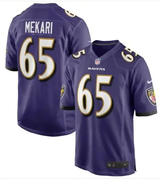 Purple Baltimore Ravens Patrick Mekari Nike Game Player Jersey featuring #65 design