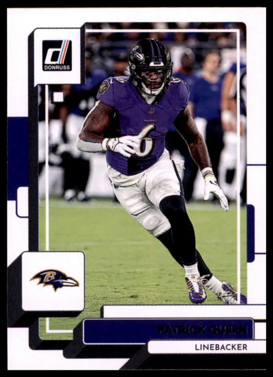 Patrick Queen football card from 2022 Donruss Baltimore Ravens series