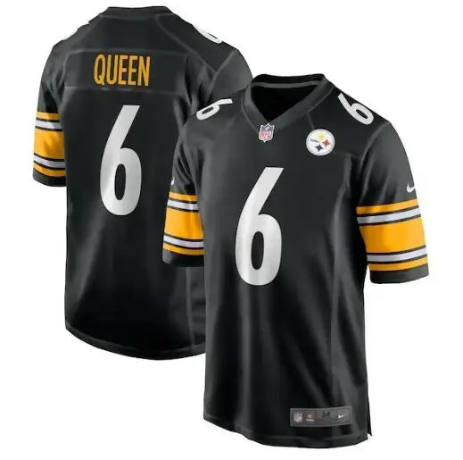 Black Patrick Queen Pittsburgh Steelers Nike Game Jersey with number 6 and QUEEN on back