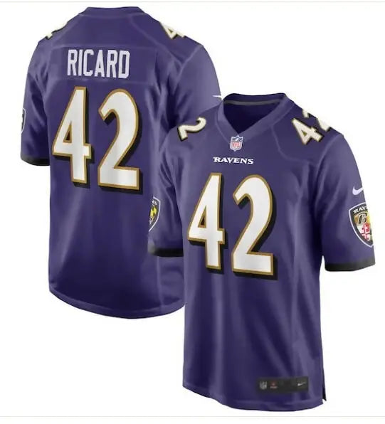 Purple Baltimore Ravens Patrick Ricard Nike Game Jersey with number 42 and name Ricard