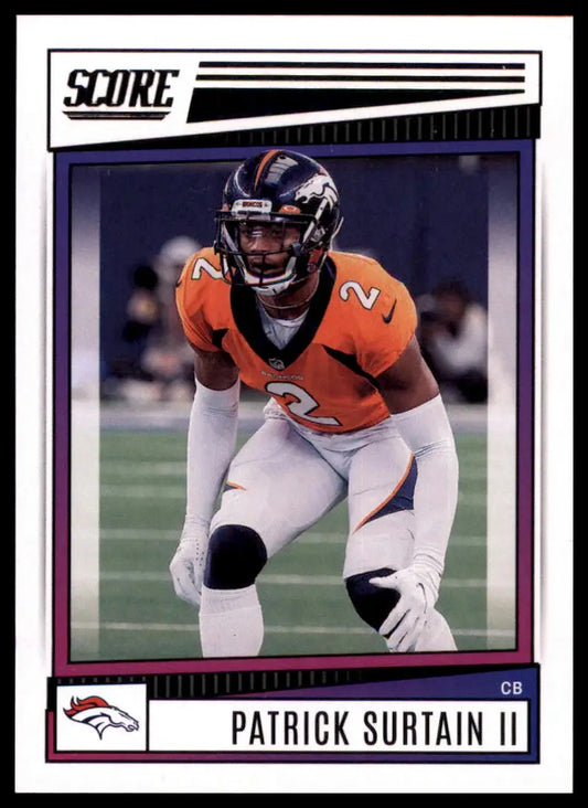 Patrick Surtain II football card from 2022 Score series featuring Denver Broncos