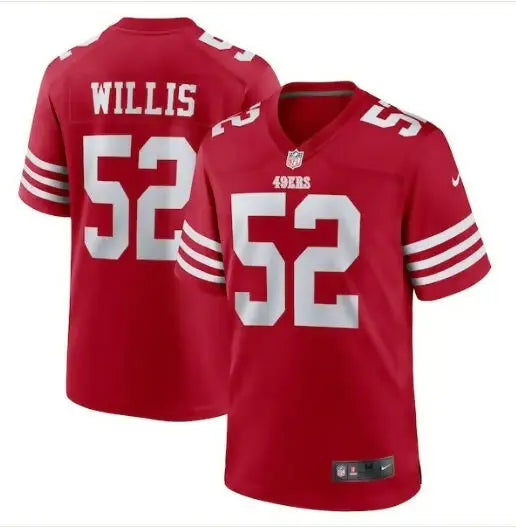 Red Patrick Willis San Francisco 49ers Nike retired player jersey with number 52
