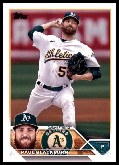 Paul Blackburn 2023 Topps baseball card featuring Oakland Athletics player