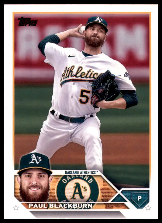 Paul Blackburn 2023 Topps baseball card featuring Oakland Athletics player