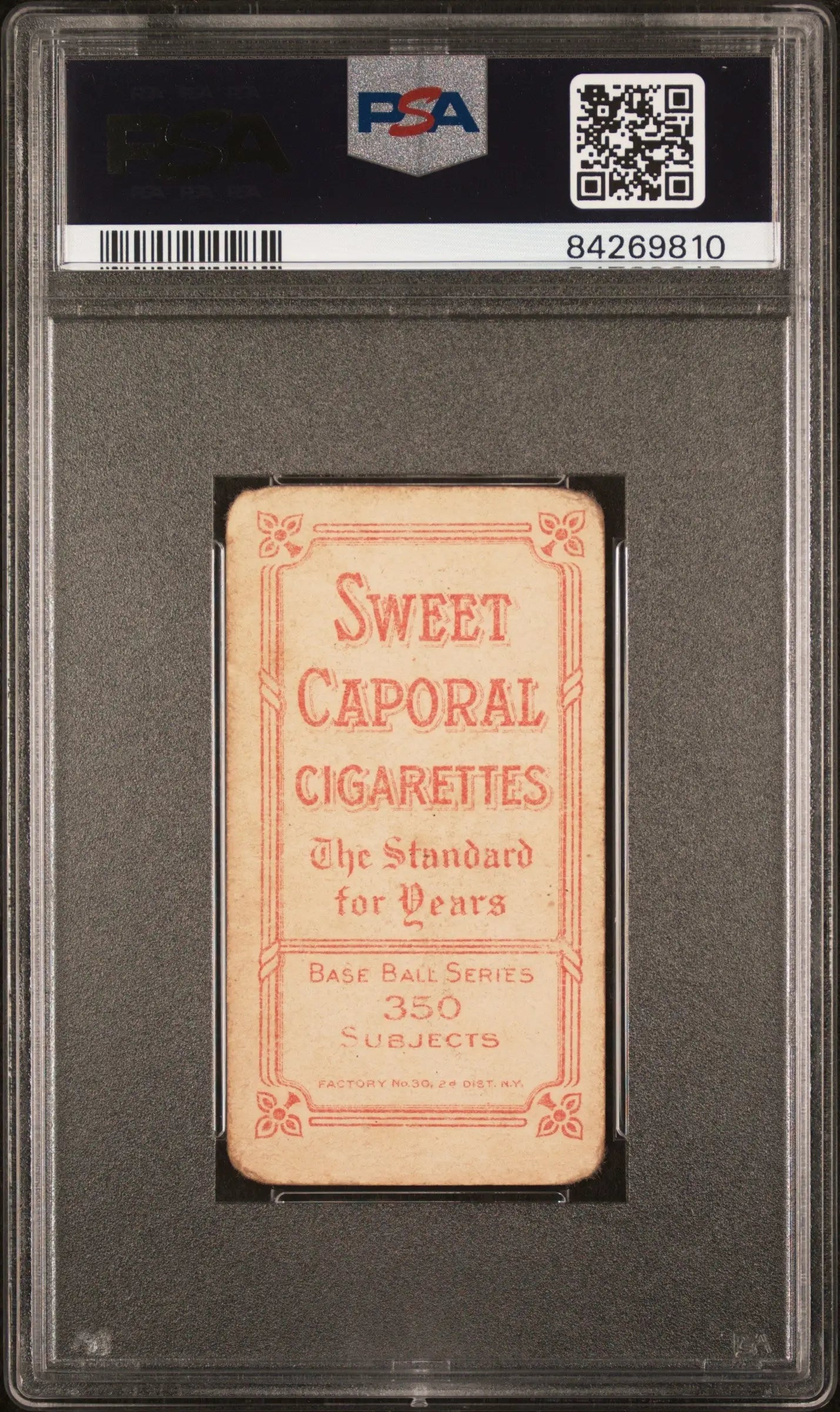 PSA-graded Paul Davidson 1909-11 T206 Sweet Caporal cigarette card with red text