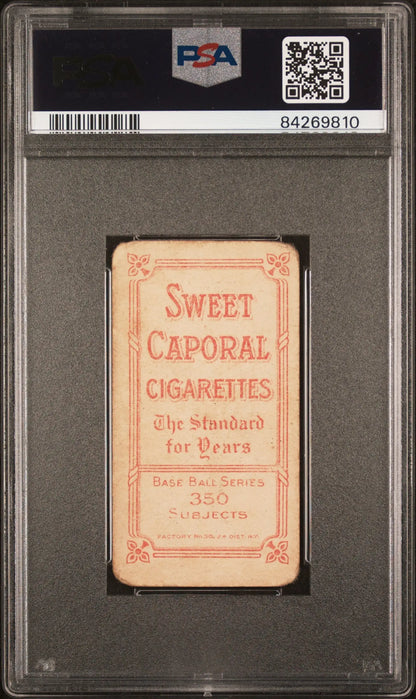 PSA-graded Paul Davidson 1909-11 T206 Sweet Caporal cigarette card with red text