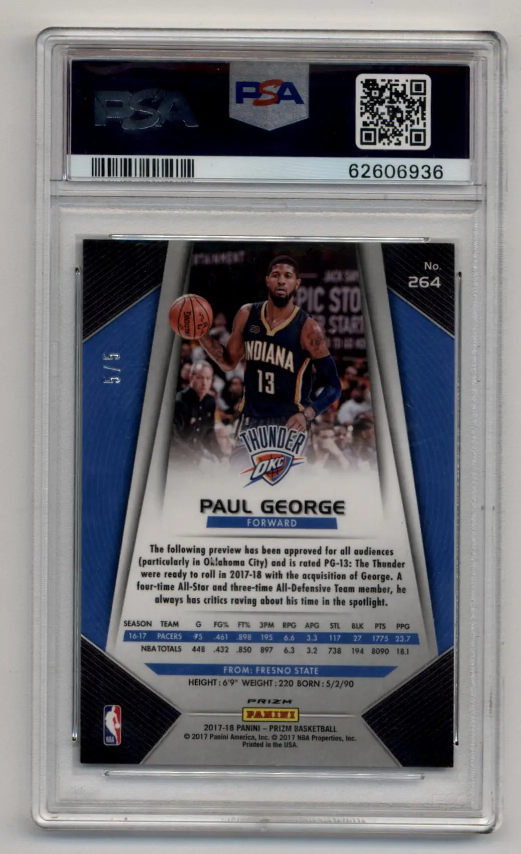 Graded Paul George basketball trading card Prizm Fast Break Neon Green break neon green