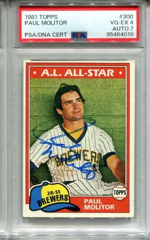 Signed Paul Molitor 1981 Topps #300 PSA 4 trading card for collectors and fans