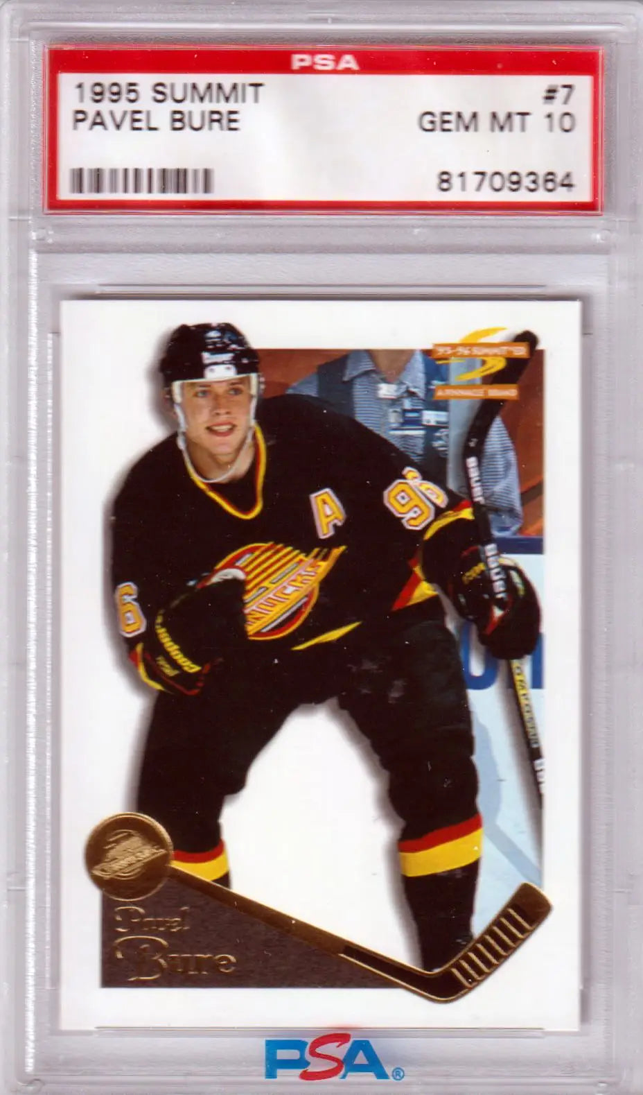Graded Pavel Bure hockey card from Columbia Hobby, 1995 Summit GEM MINT PSA 10
