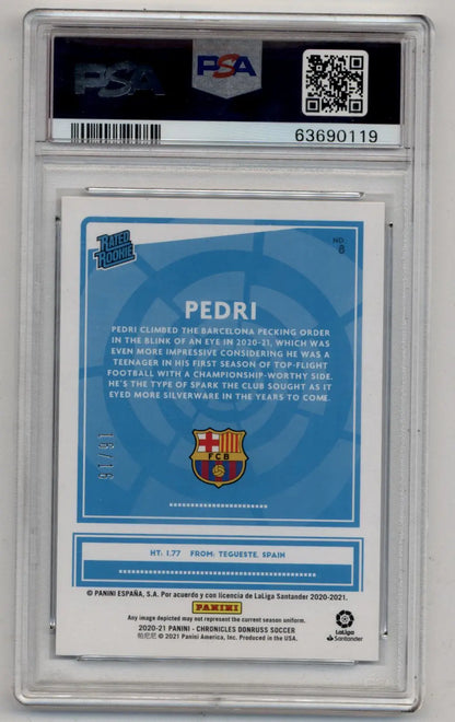 Pedri 2020-21 Chronicles Donruss Blue Astro 16/16 PSA 9 Mint - Singles