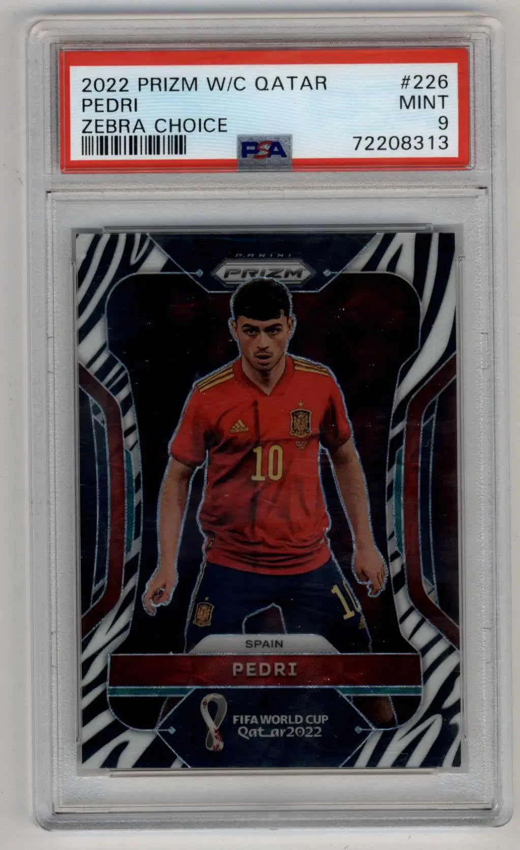 Pedri 2022 Prizm World Cup Qatar #226 Zebra Choice PSA 9 Mint - Singles