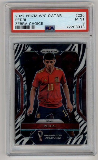Pedri 2022 Prizm World Cup Qatar #226 Zebra Choice PSA 9 Mint - Singles